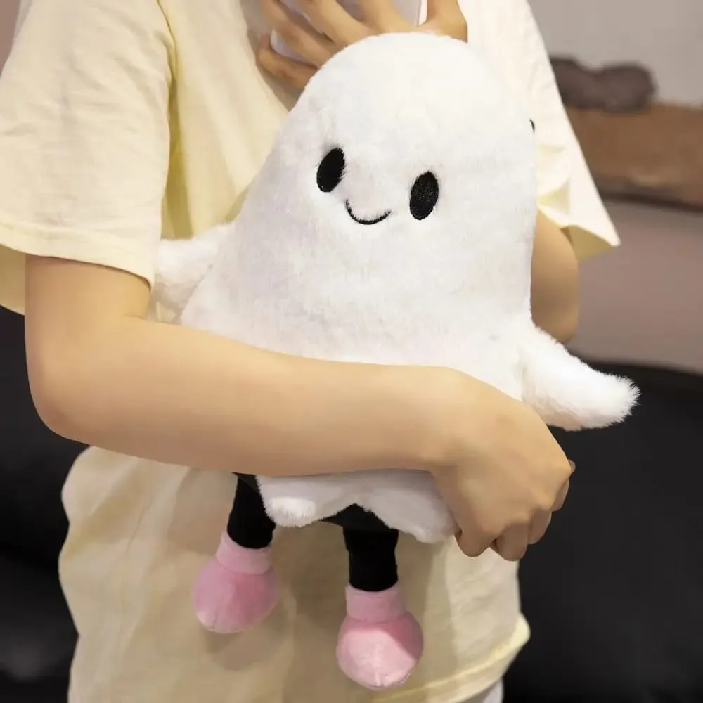Simulation Little Ghost Plush Doll Fluffy Handmade Cartoon Ghost Doll Toy Comfortable Soft Holloween Ghost Pillow