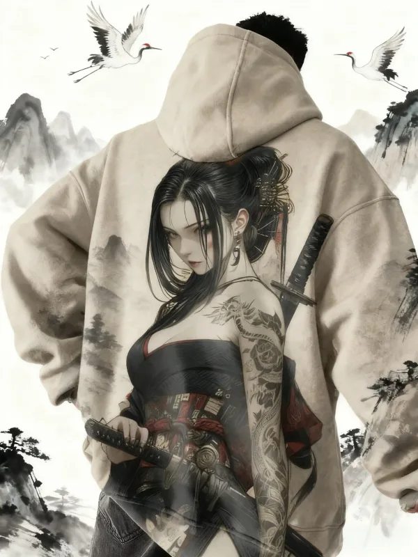 2026 Hot Anime meisje terug patroon Sweatshirt Casual Lange Mouw Capuchon 3D Afdrukken Top Fashion Oversized heren Hoodies