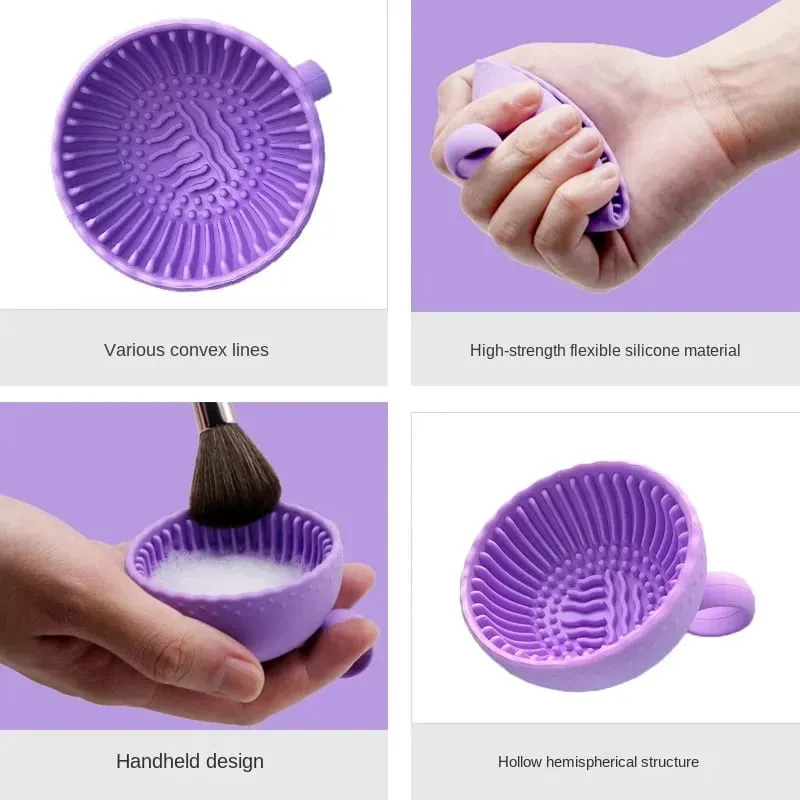Makeup Brush Cleaner Folding Powder Puff Cleaning Bowl Eyeshadow Brushes Wash Clean Mat Beauty Tools Soft Silicone Scrubber Box — image 3