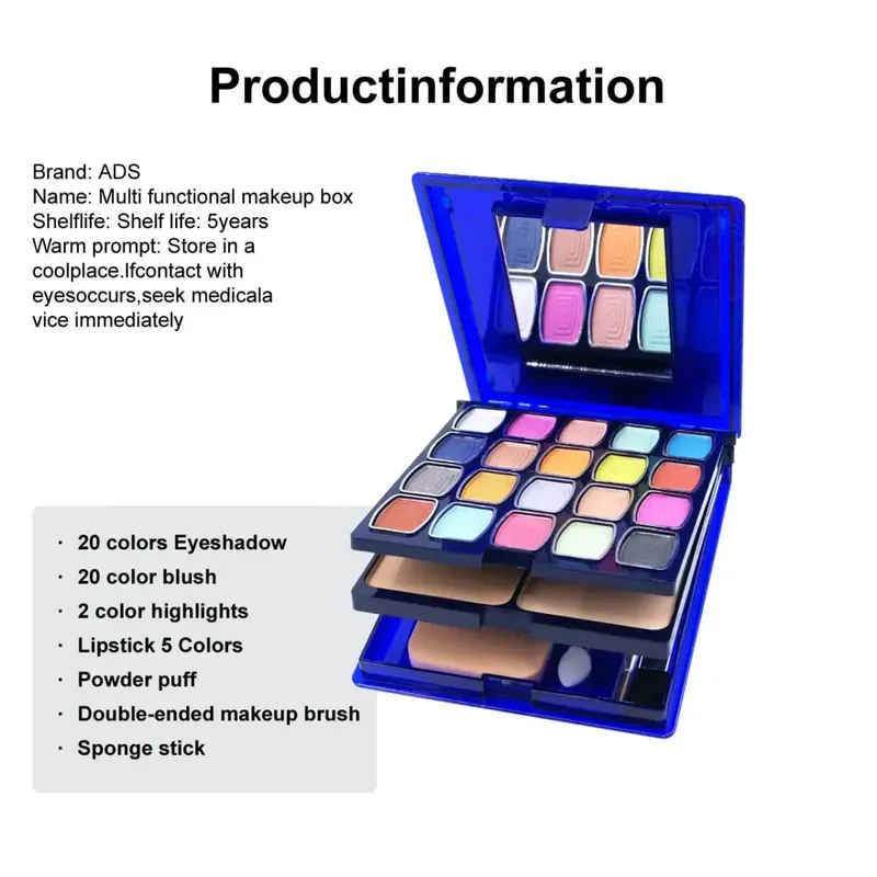 30-color multifunctional makeup palette eyeshadow + blush + powder + lip gloss comes with a powder puff eyeshadow brush cont — image 5