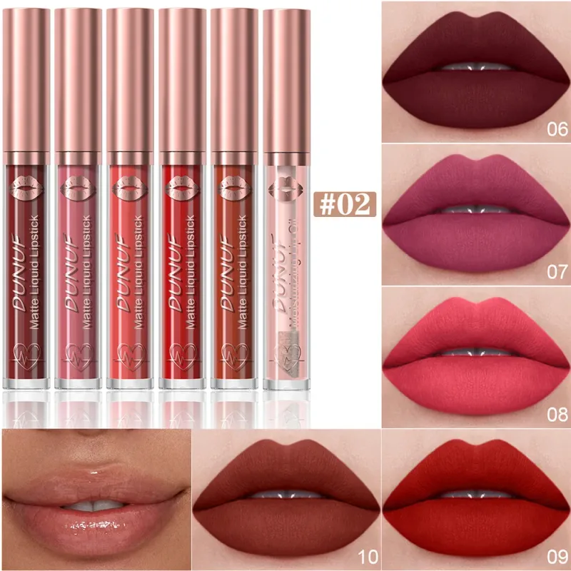 6 PCS Velvet Matte Liquid Lipstick Set Waterproof Long Lasting Nude Rose Red Lip Oil For Moisture And Shine