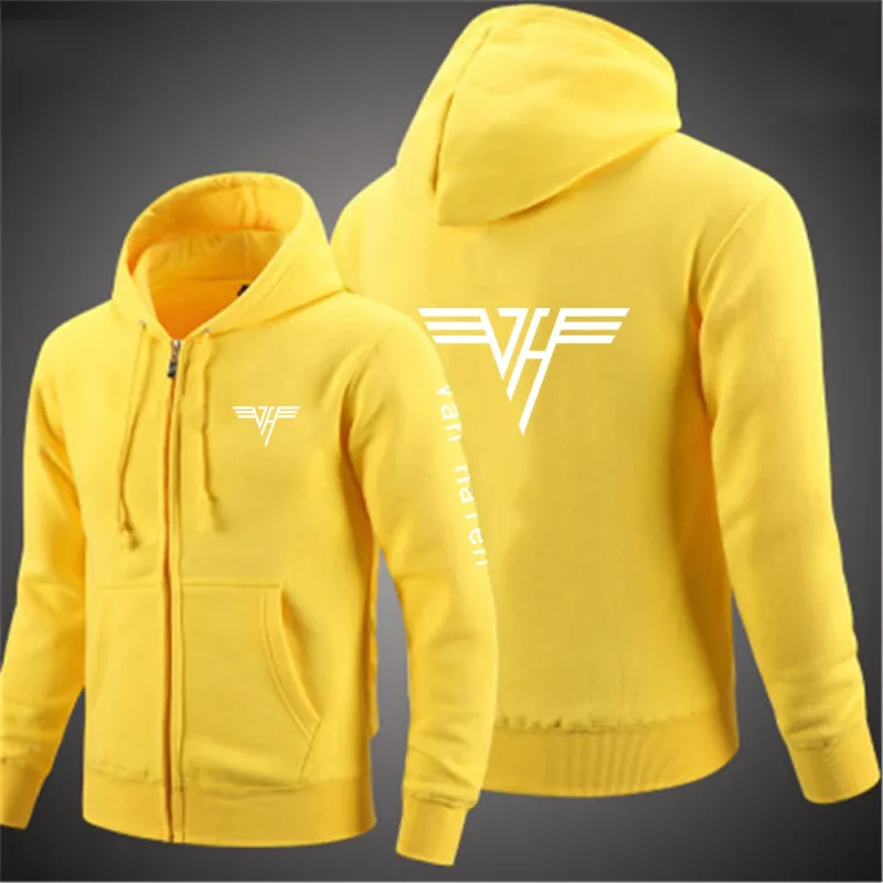 2024 Spring Autumn Van Halen Logo Printing Solid Color Classic Hooded Hoodies Men's Trendy Sports Casual Long Sleeve Loose Coat