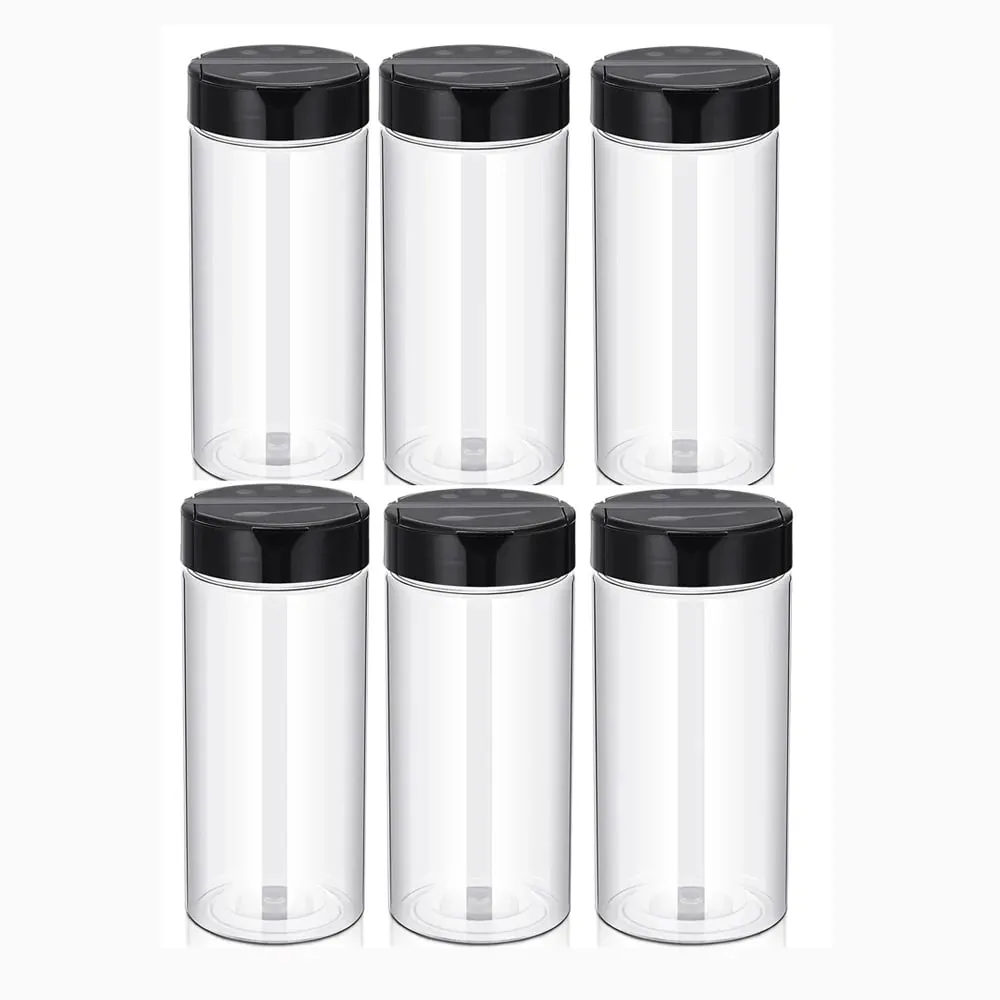 400 ml plastic transparante kruidenblikjes met schuddeksel, kruidencontainers voor keuken en barbecue
