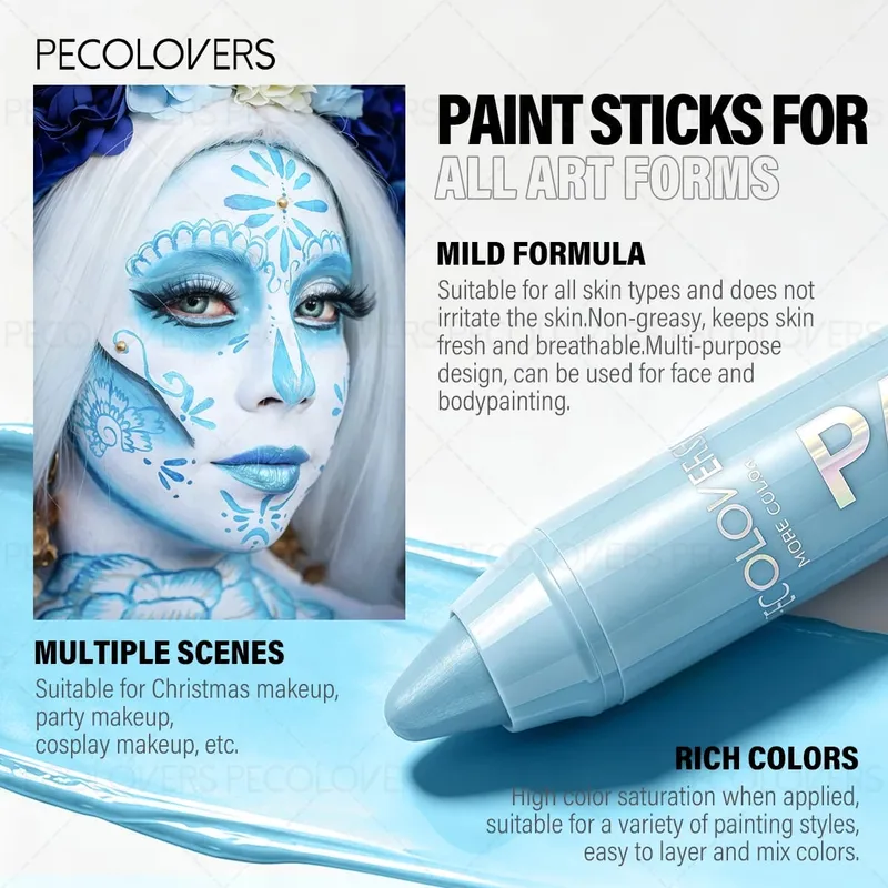 8PCS Facial Painting Suit Multi-color Paint Pen+eyeliner Pen+lipstick+makeup Tool Waterproof Suitable for Holiday Makeup — image 5