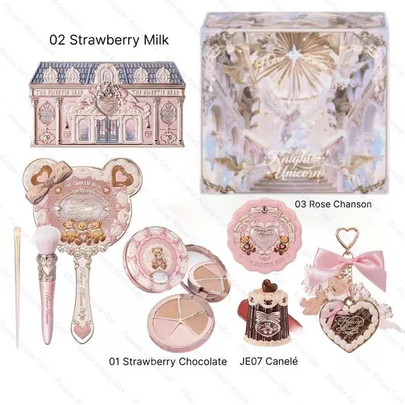 Flower Knows Full Makeup Kit Luxury Gift Box Eyeshadow Palette Blush Lip Cream Hand Mirror Hair Clip Bag Pendant Cute Beauty Cos — image 9