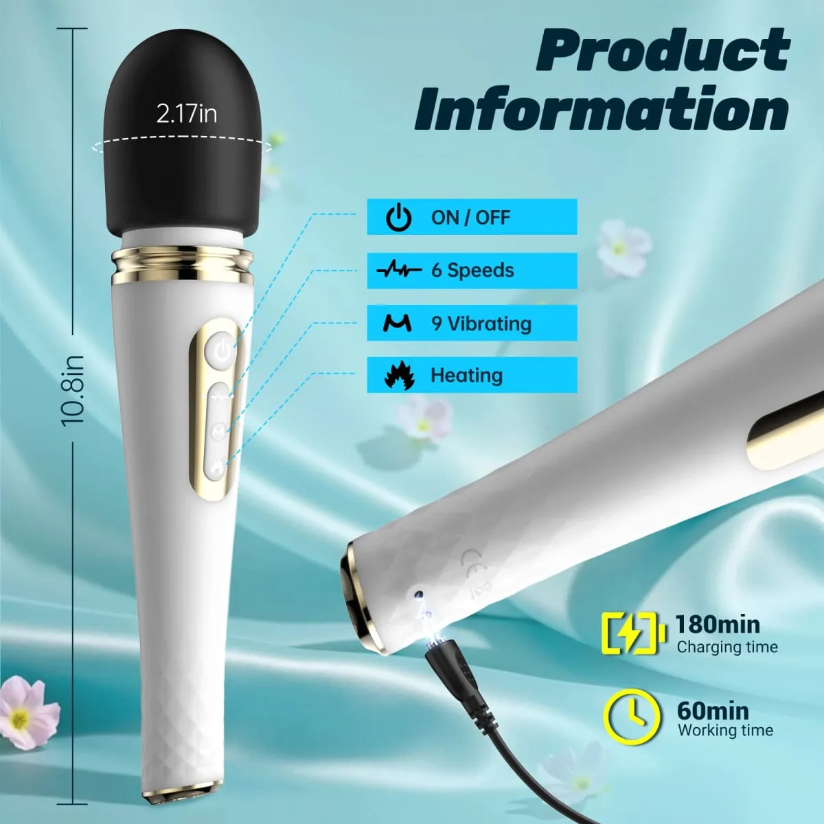 Powerful Magic Wand Vibrator 6 Speeds 10 Vibrating AV Stick Clitoris Stimulator Head Heating Body Massager Sex Toys for Woman — image 5