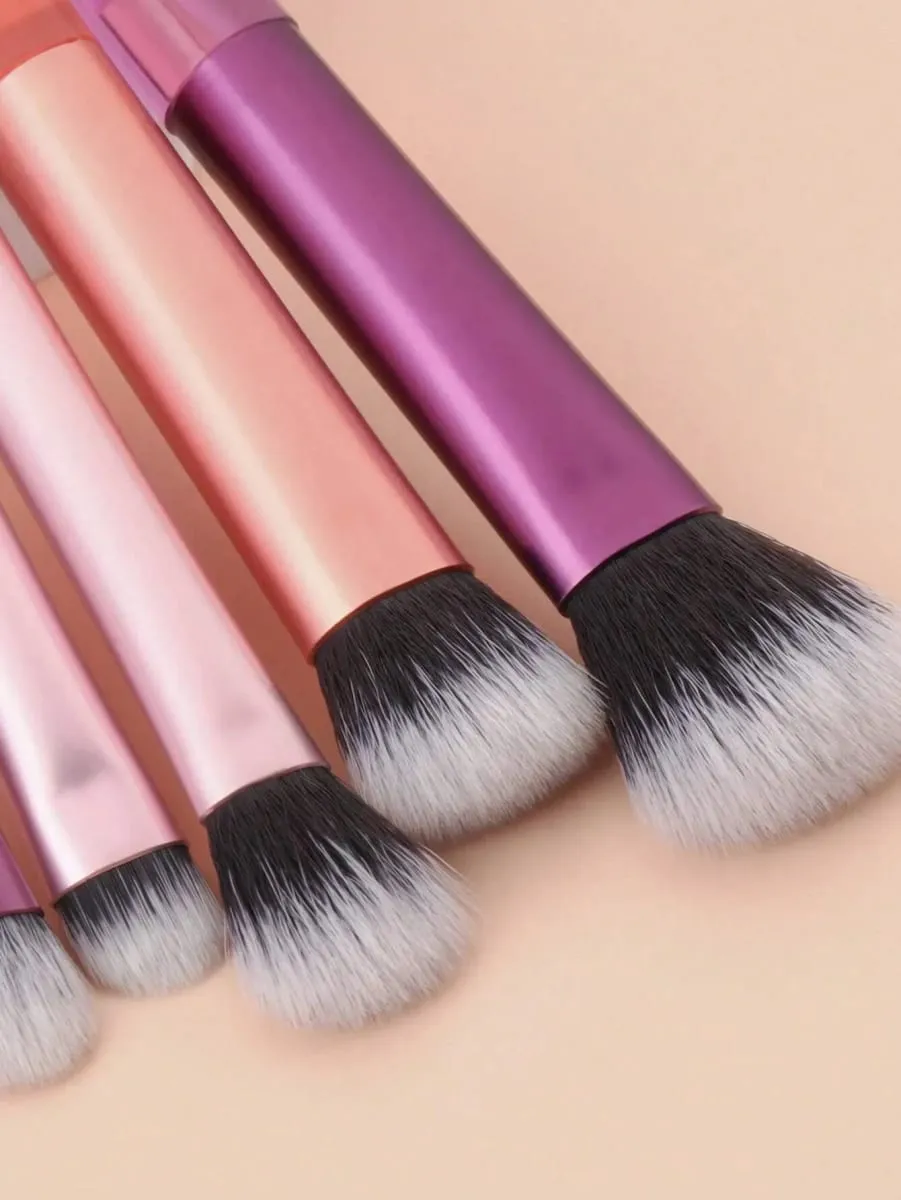 10pcs Pink Makeup Brush Set for Beginners Mini Portable Foundation Eyeshadow Brushes with Crystal Handle Includes Brush Pouch — image 5