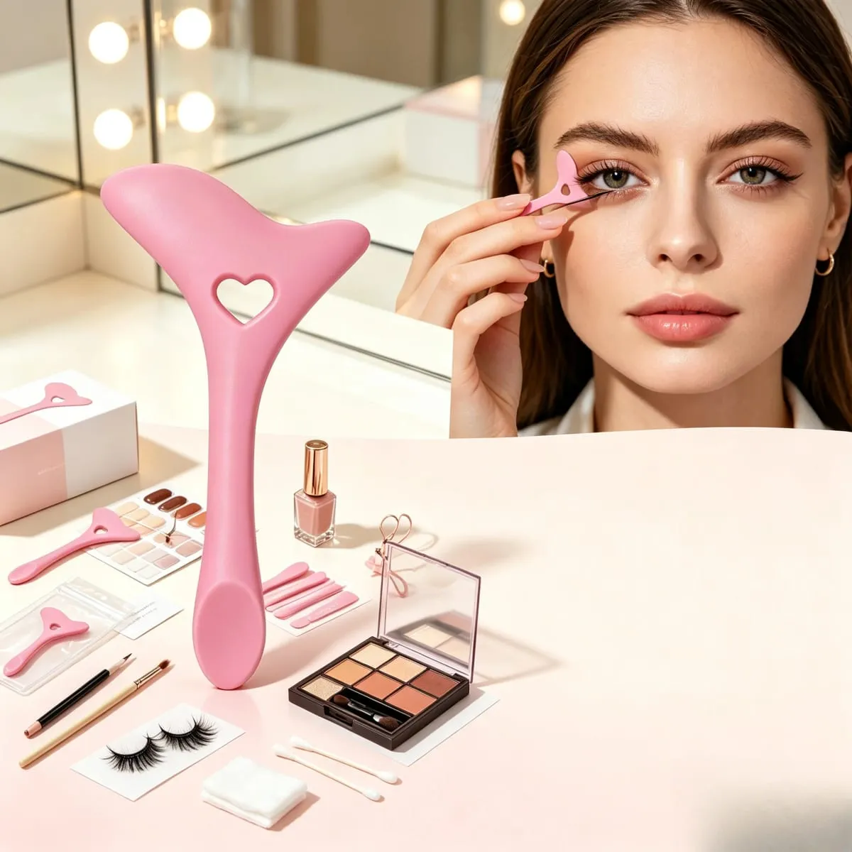 Best-selling Eye Makeup Assistant Tool for Drawing Eyebrows Eyeliner and Lower Eyelashes - Silicone Assistant Device