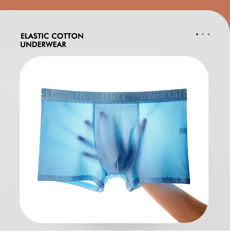 4pcs Ice Silk Mesh Boxer Shorts Men's Underwear Cool Underpant Breathable Sexy Slim Panties Bamboo Lingerie Wholesale Lots L-6XL 3256806582323621