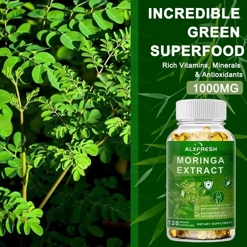 Moringa Capsules Support Energy Levels Immune system and Digestive Health Maintain Bone and Teeth Health Powerful antioxidant