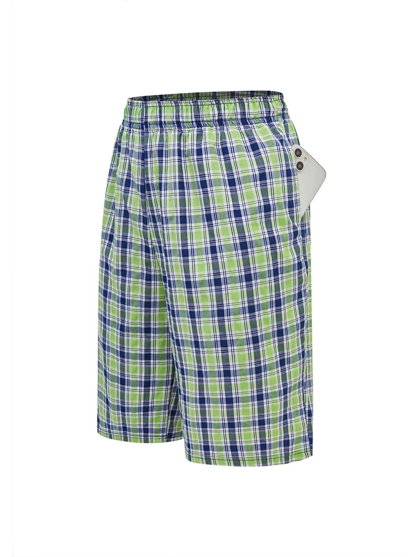 Calça longa de praia masculina, calça de canto plano, casual, xadrez, cintura elástica, confortável, casa, casual, dormir, juventude, calças de boxe