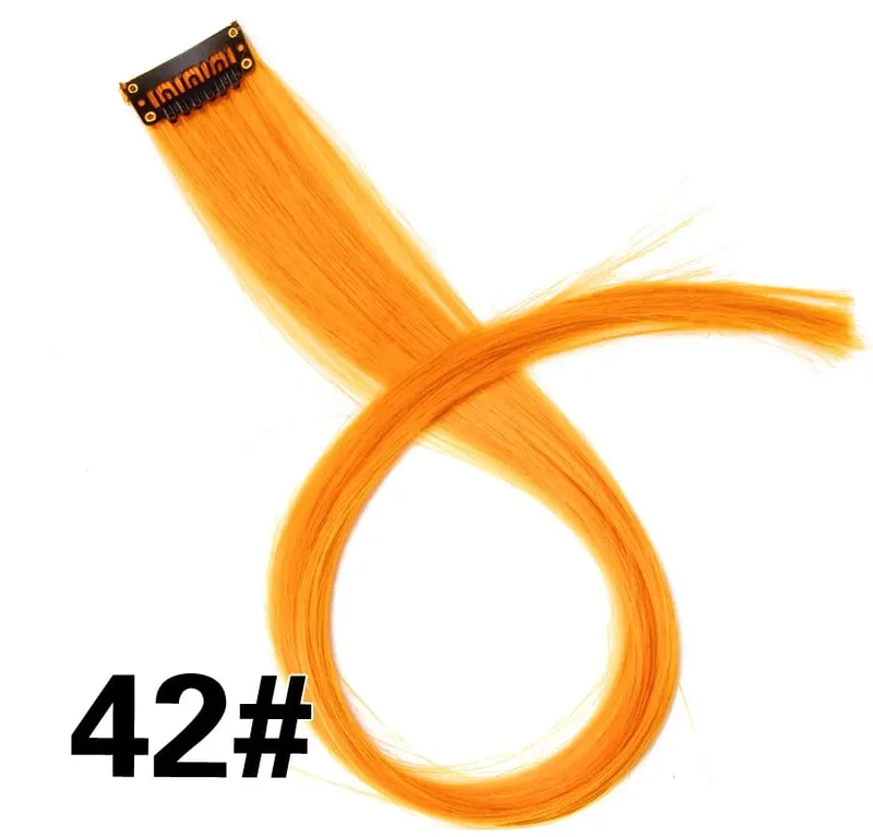 Synthetic Leeons Clip In one Pieces Hair Extensions Heat Resistant Hairpieces Rainbow Ombre Hair Extensions Fake Long Hair Women