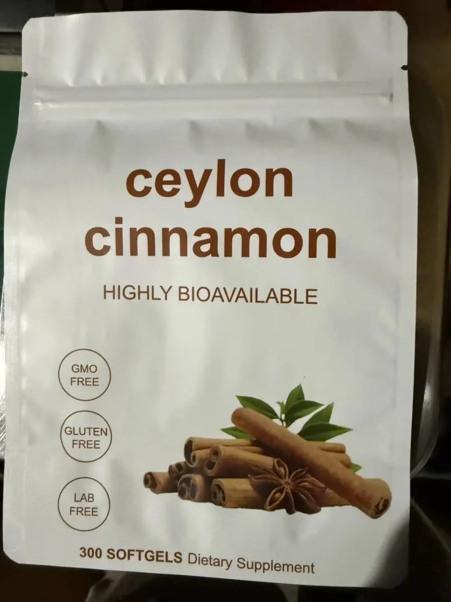 300pcs Ceylon Cinnamon Softgels Bahan Tulen Pemakanan Tambahan untuk Pemakanan Seimbang Sokongan Imun Mudah Dicerna