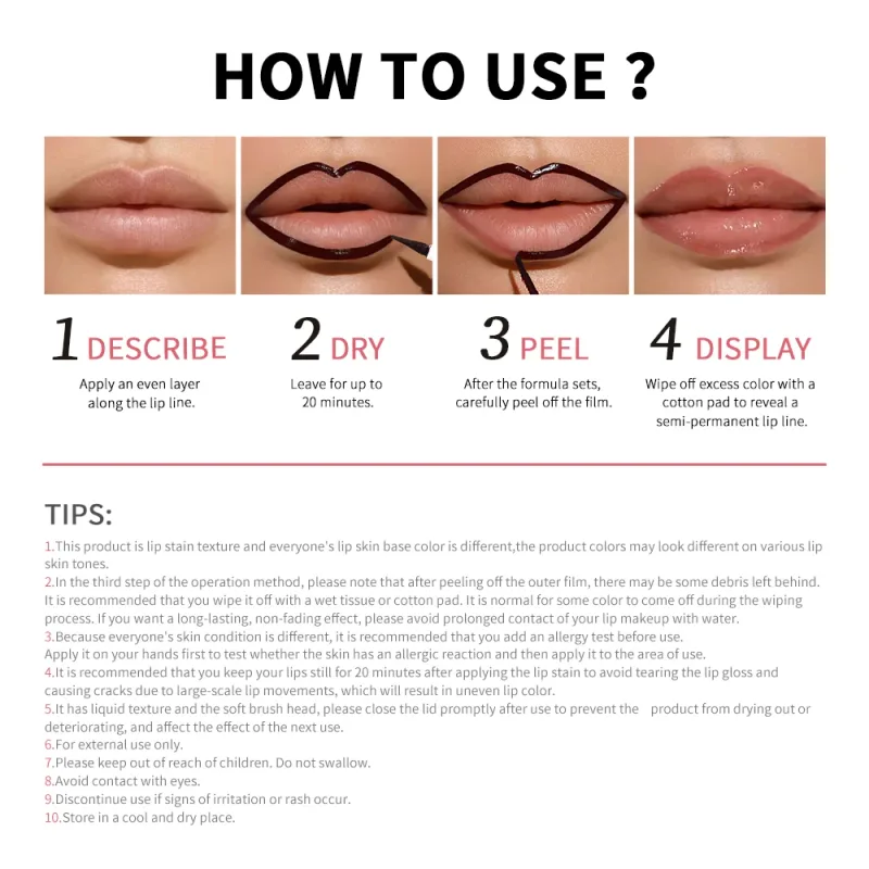Lip Liner Pencil Peel Off Lip Stain Tattoo Long Wearing Matte Waterproof Smudge Proof Transfer Proof Lip Cosmetic For All Day — image 7