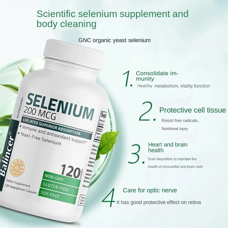 Selenium Capsules - Antioxidant Support Increases Energy Levels Boosts Metabolism Immune System Improves Brain Function