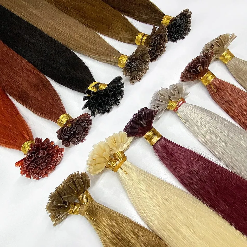 Full Shine U Tip Hair Extensions Nature Black Hair Blone 613 Color 50g Keratin Glue Beads Prebonded Remy Human Hair Extensions