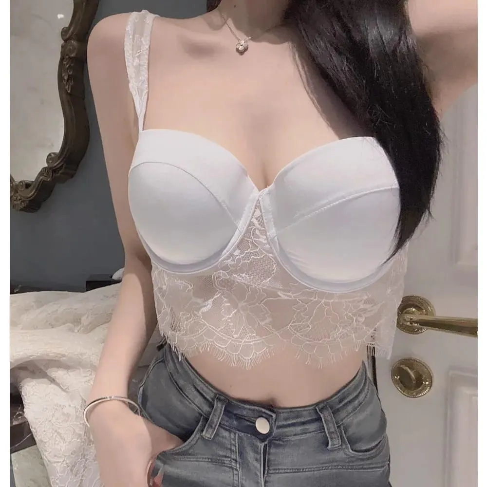 セクシーな Ladies Soft Underwire Lace Lingerie Set Summer Thin Cup Deep U‑Back Push‑Up Design Comfort Breathable Intimate Underwear