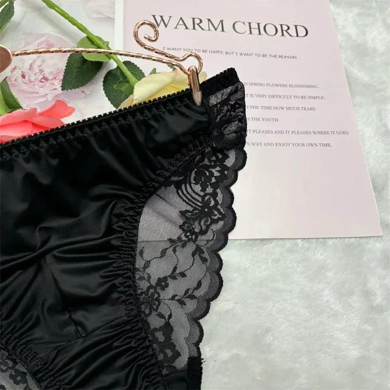 Cuecas sissy masculinas, cuecas de biquíni, lingerie com acabamento em renda, roupa íntima gay masculina crossdress, roupa íntima sexy para homens