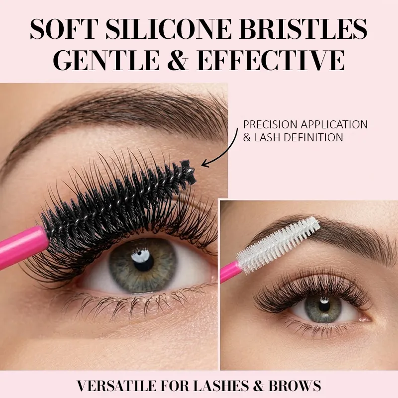 Silikone øjenvippebørste Mascara tryllestave Applikator Øjenbrynskamstang Spoolies Øjenvipper Børster Vippeforlængelse Tilbehør Makeupværktøj