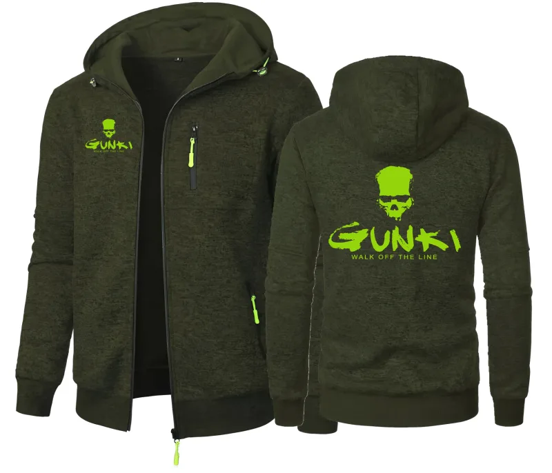 Gunki Love Fishing Brand Mens Hooded Coats Casual Zipper Hoodie Sweatshirt Panlalaking Damit Sportswear Slim Fit Casual Jacket
