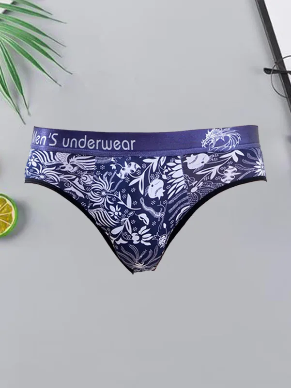 2PCS Printed cotton mid waist men's brief Breathable men's new loose and comfortable underwear Fashionable panies for men