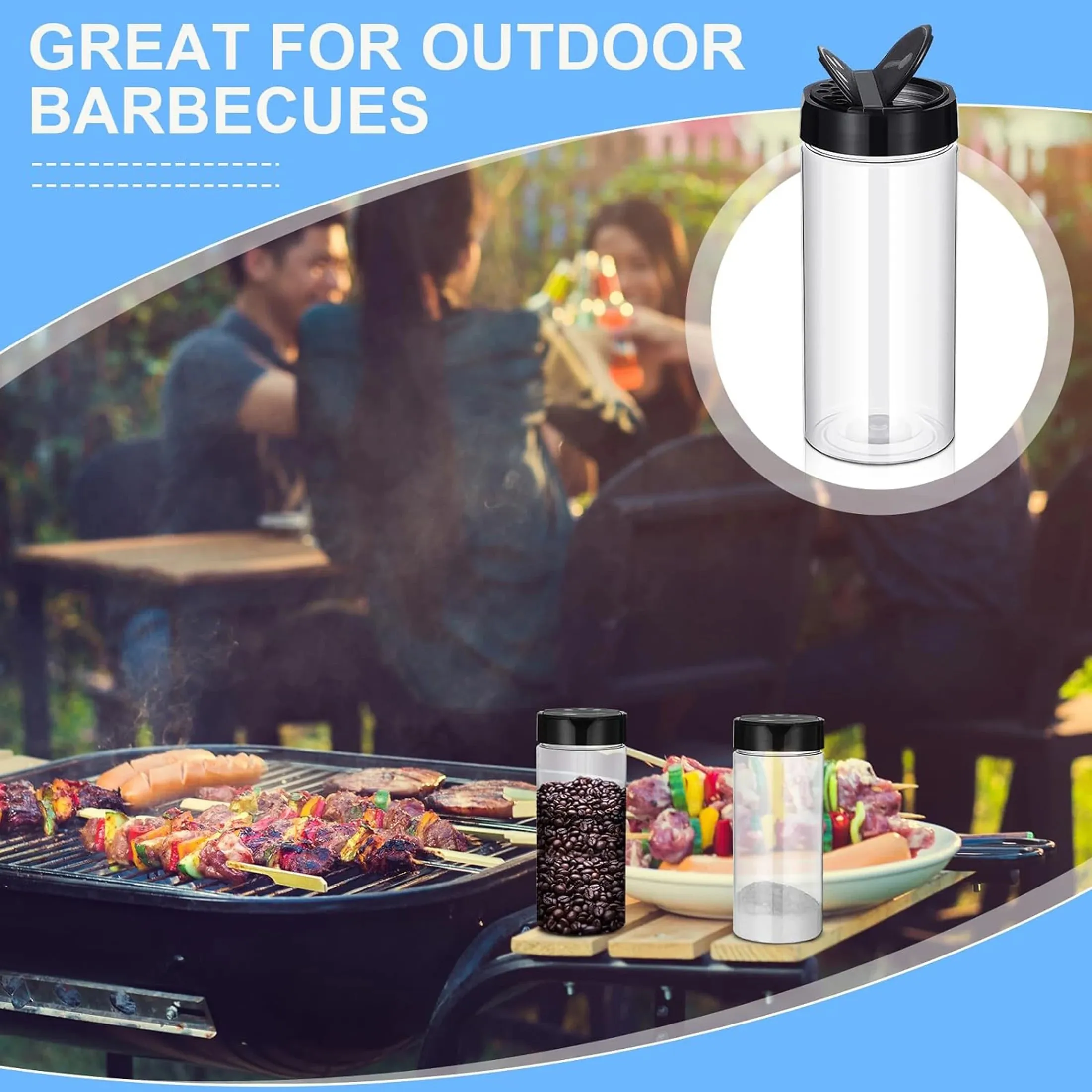 400 ml plastic transparante kruidenblikjes met schuddeksel, kruidencontainers voor keuken en barbecue — image 4