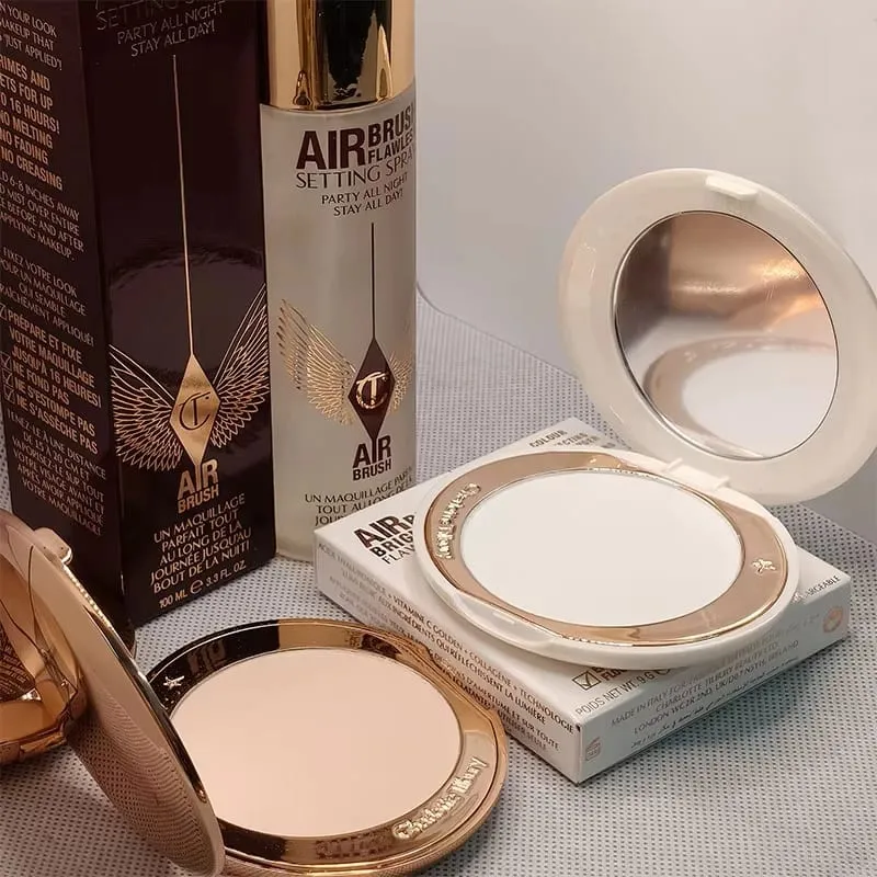Charlotte Tilbury Airbrush Powder Blurring Poreless&Highlighter Illuminating Luminous Long Lasting Soft Focus Glow Makeup Gifts