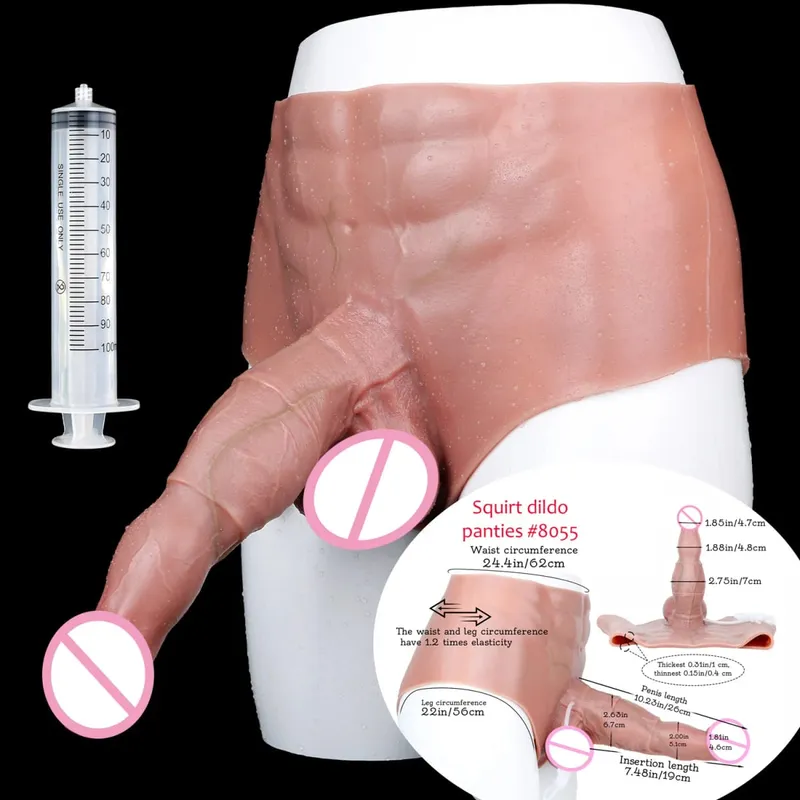 Black Nude Strapon Big Realistic Ejaculation Dildo Silicone Squirting Panties With Simulated Solid Penis Sex Toy For Women — image 52