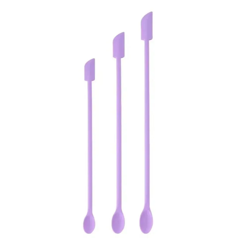 3pcs Portable Mini Silicone Scraper Double-head Lengthened Face Mask Brush Soft Jam Scraping Spoons Makeup Brushes Set