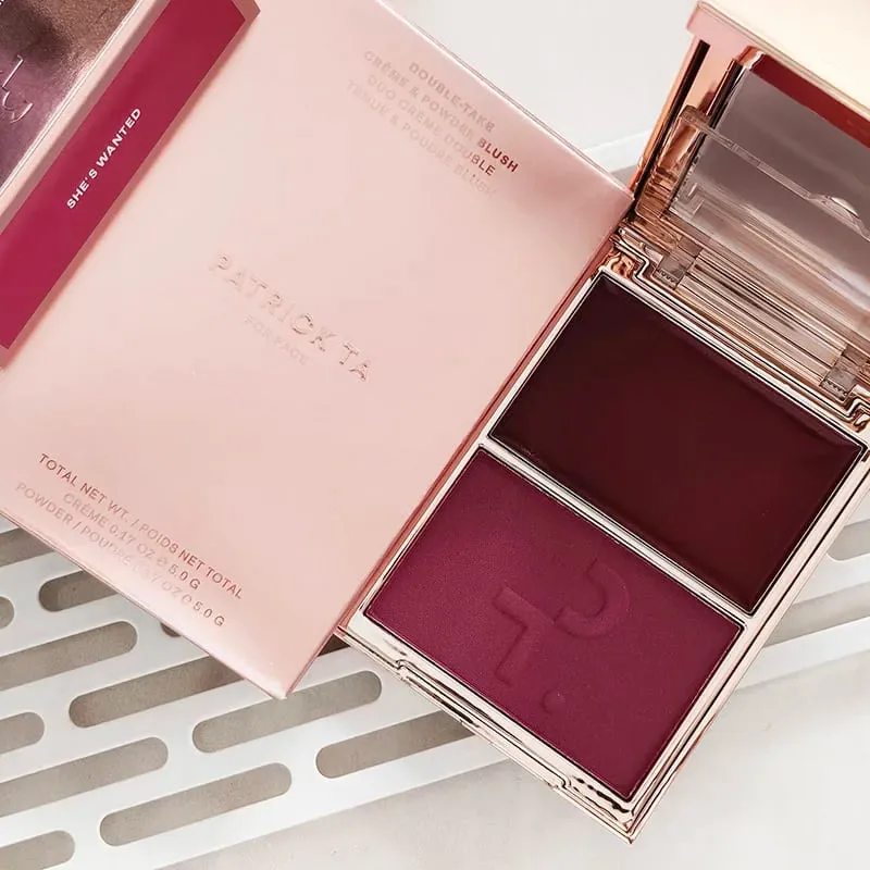 Patrick 2 in 1 Cream & Powder Blush Palette Dual Cheek Blush Duo Lasting Natural Brightening TA Makeup Cosmetics She's That Girl