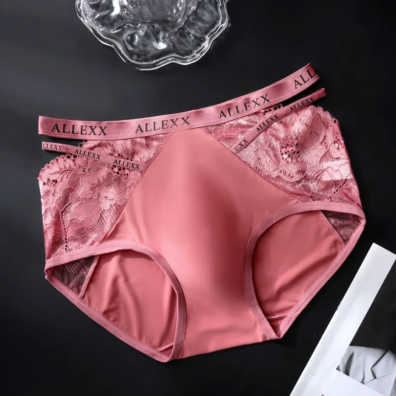Celana Dalam Wanita untuk Pria Celana Dalam Pinggang Berongga Renda Seksi Celana Dalam Kantong Cembung U Bersirkulasi Pakaian Dalam Sambungan Sutra Es Renda Lembut