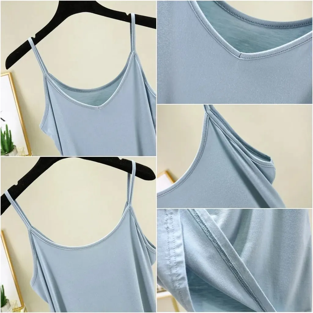 Spaghetti Strap tops Women Halter V Neck Camis Tank Solid color basic sleeveless Camisole Top
