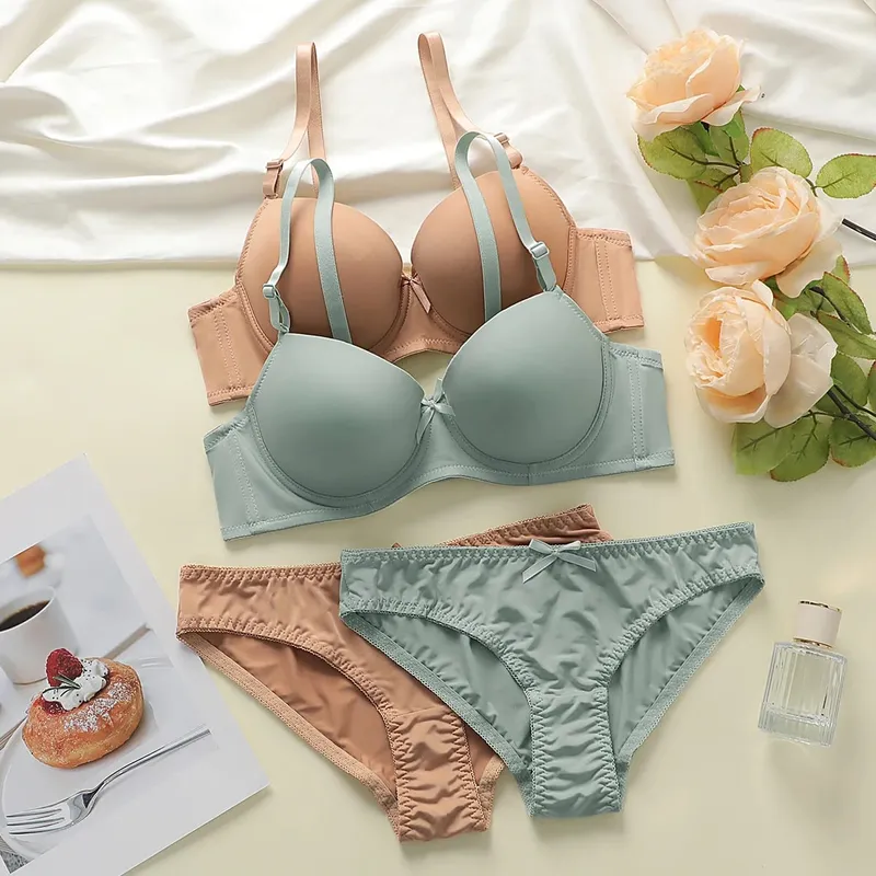 best-seller New 2-piece Combination Color Solid Color Bra Set Sexy Lingerie Set push up bra set minimalist set A2127