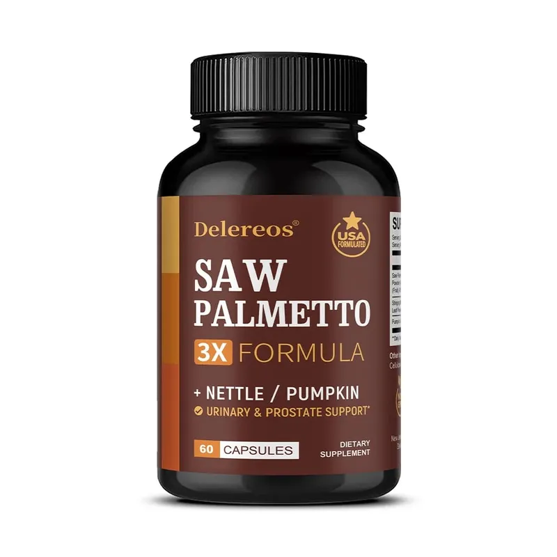 Saw Palmetto Supplement | Nettle & Pumpkin Seed Oil Capsules for Potent 3X Formula Prostate & Bladder Support for Men