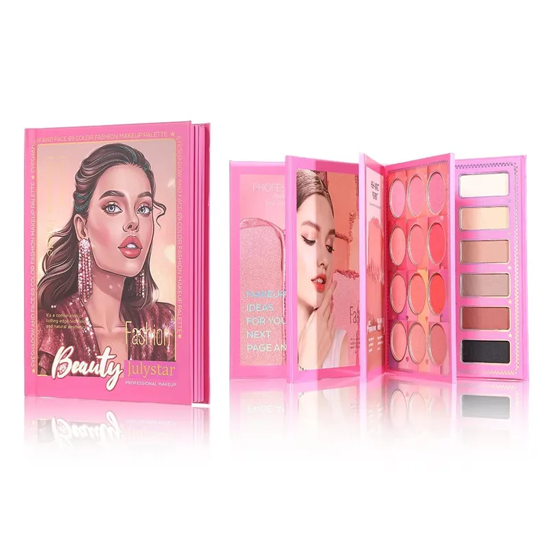 4 in 1 Makeup Book Palette 69 Colors Eyeshadow Blush Pressed Powder Eyebrow Powder Full Face Makeup Kit