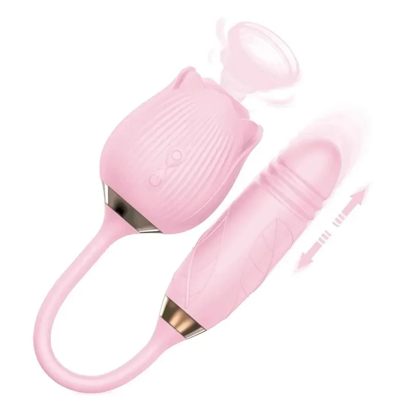 Rose 3in1 Sucker Vibrator für Frauen Teleskop Klitoris Stimulator Dildo Lecken Vagina Massage Masturbator Sex Spielzeug für Frauen