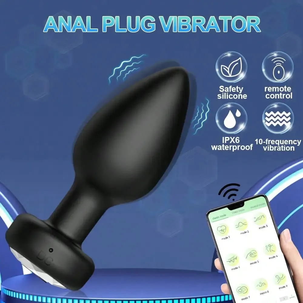 Bluetooth Remote Control Anal Vibrator 10 Modes Butt Plug Men Prostate Massager Stimulator Butt Plug Female Masturbator Sex Toys