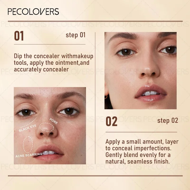 6PCS/SET All-in-One Face Base Kit Pore Minimizing Primer Stick 3‑Color Concealer Palette With Brush Oil‑Free Foundation
