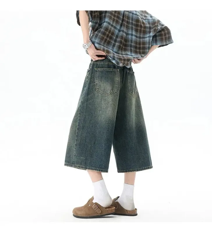 Több zsebes Cargo Nadrág Nyári Rövid Farmer Lakónadrág Hip Hop Utcai Ruházat Tágas farmer rövidnadrág Alkalmi széles szárú Capris nadrág 5XL-M — image 6