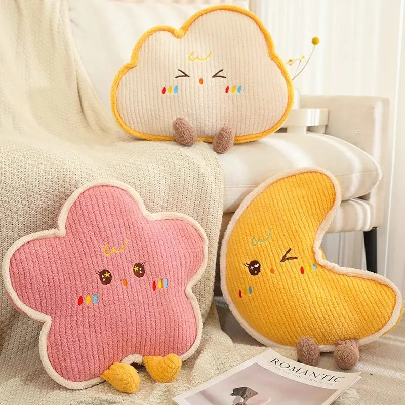 Cute Home Decoration Cartoon Plush Pillow Natural Series Plushies Pillow Cushions Moon Star Cloud Grass Soft Toy Kawii Gift