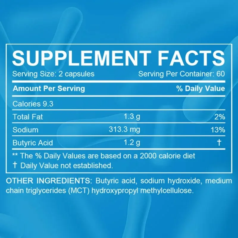 Sodium Butyrate Supplement - Helps Gut Health Detox and Cleansing of The Liver Digestive Health Non-GMO