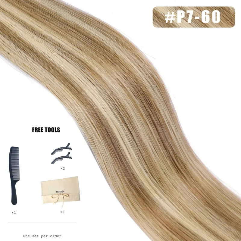 Genius Weft Human Hair Extensions 100G Double Drawn Blonde Bundles Invisible Straight Virgin Hair Weft Full End Top Quality — image 12