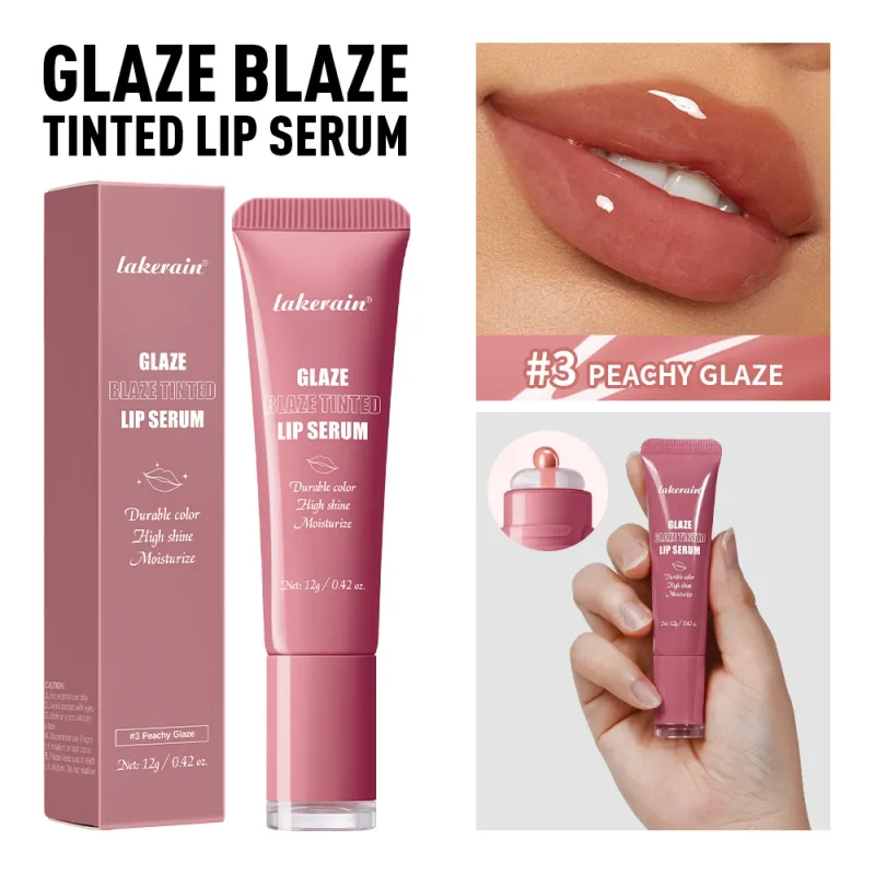 Tinted Lip Serum Glaze Moisturizing High Shine Durable Color Hydrating Lip Care Dewy Peachy Non-Sticky Lip Treatment Soft Makeup — image 10