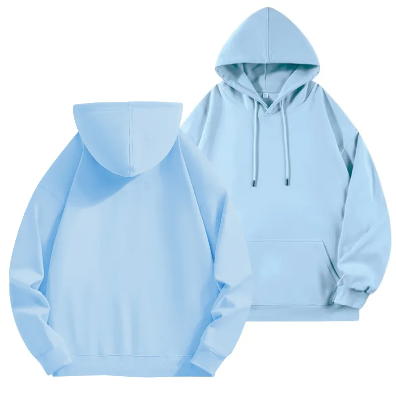 Logo Tersuai DIY Sweatshirt Bertudung Hitam Kapas Tulen Pullover Lengan Panjang Atasan Kasual untuk Lelaki Dan Wanita Fesyen Musim Sejuk Musim Gugur