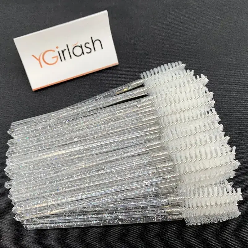 YGirlash 50 個ラッシュ白鳥クリスタルまつげアプリケーター使い捨てダイヤモンドハンドルナイロンマスカラワンドブラシ化粧品ツール