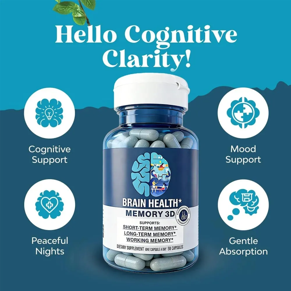 Integratore Memory 3D Brain - Capsule nootropiche per la concentrazione della memoria e le funzioni cognitive - Memoria di lavoro e a breve termine a lungo termine