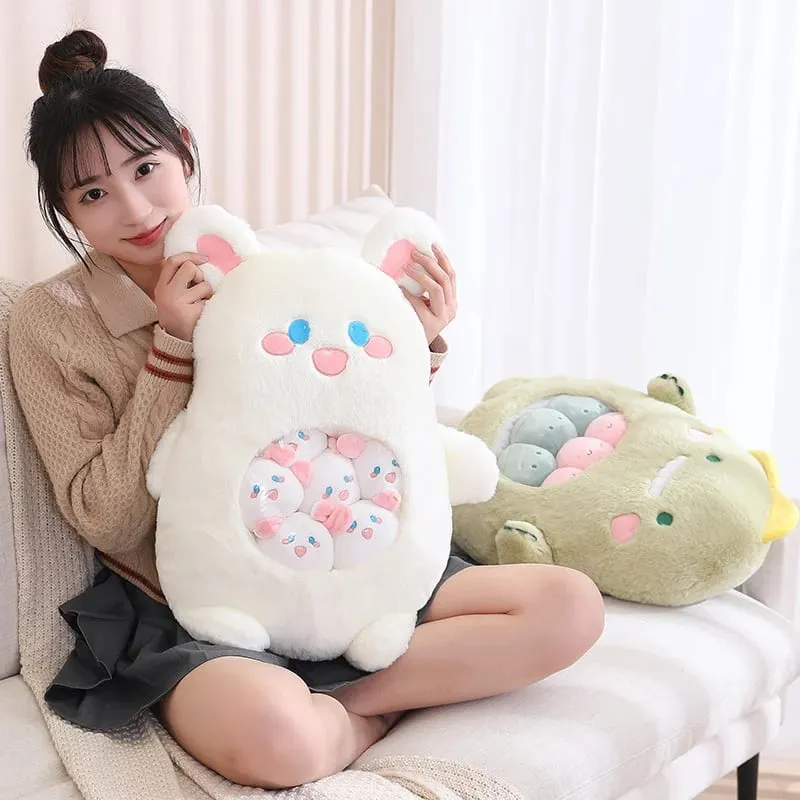 6Pcs Small Toys Inside Cute Panda Koala Rabbit Dinosaur Cartoon Animals Plush Pillow Soft Stuffed Sofa Cushion Homdecor Pillow — image 4