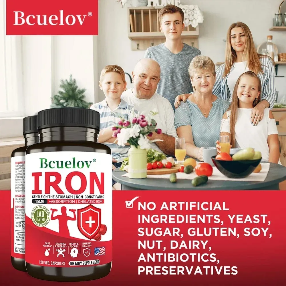 Iron Supplements - Help Maintain A Healthy Immune System and Brain Health Boost Energy Levels and Fight Fatigue Relieve Anemia