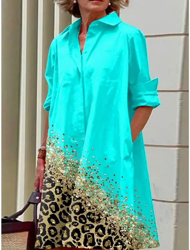 S-5Xl Sommer-Hemdkleid, Weiß, Blau, Abend-Vintage-Kleider, Party, extra lang, lockere Damenkleider, nur Celadon-bedruckte Kleider