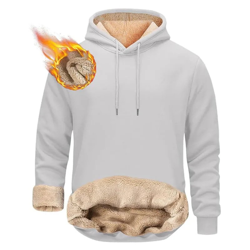 Winter männer Warme Hoodies Sport Dicke Sweatshirts Winddicht Thermische Casual Einfarbig Lose Langarm Pullover Streetwear